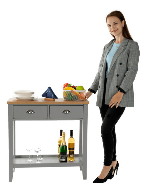 Măsuță consolă Freude (gri + deschis nuc)