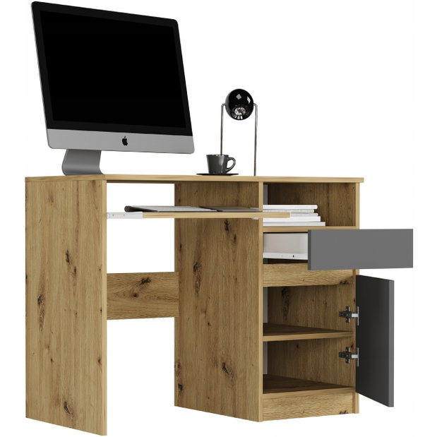 Masă PC Naldar (artizanal + antracit) (D)