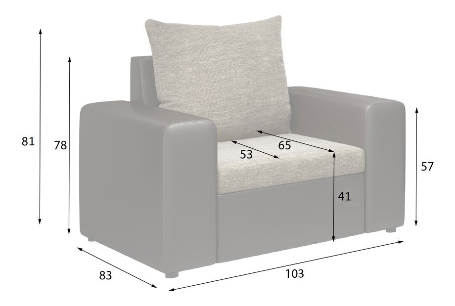 Kreslo Monarda (sivá + biela)