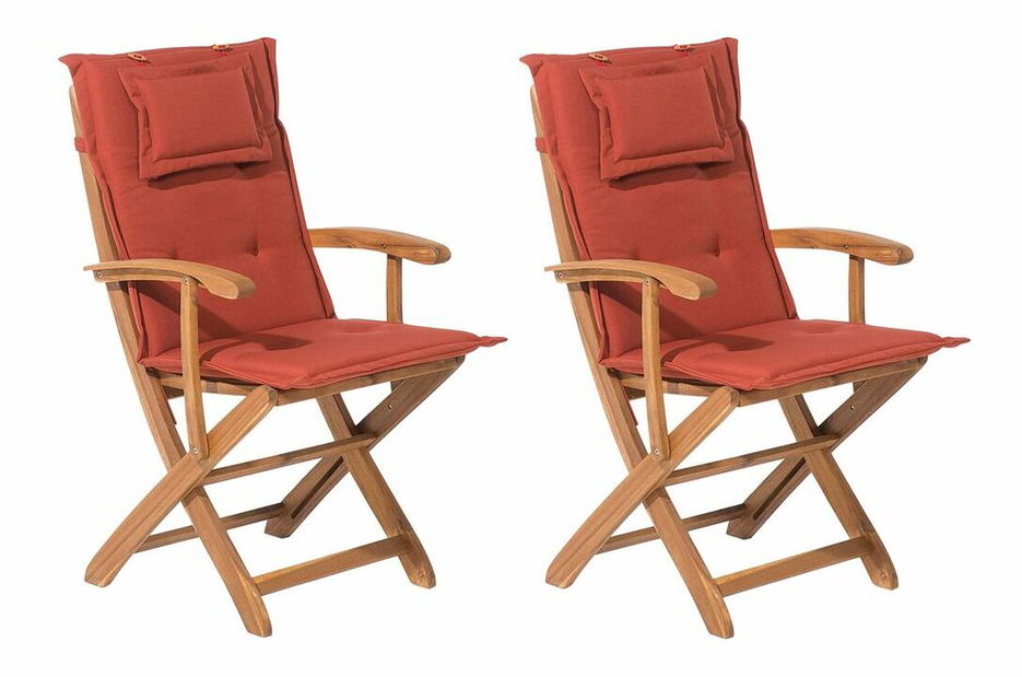 Set 2 ks. záhradných stoličiek MALI (svetlé drevo + oranžová)