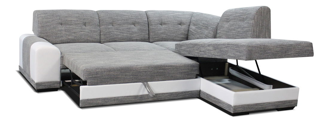 Rohová sedačka Bella Lux 2F+L (čierna + biela) (P)