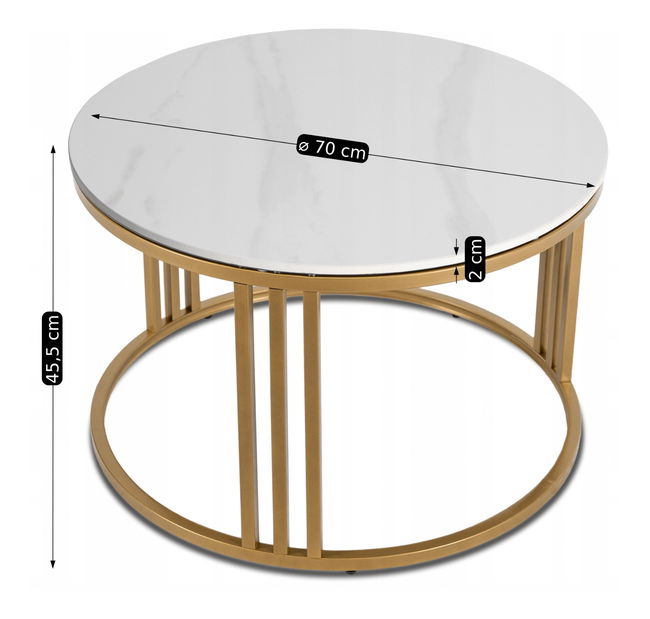 Stolić za kavu Kenrucky (bijeli sjaj + zlatna) 