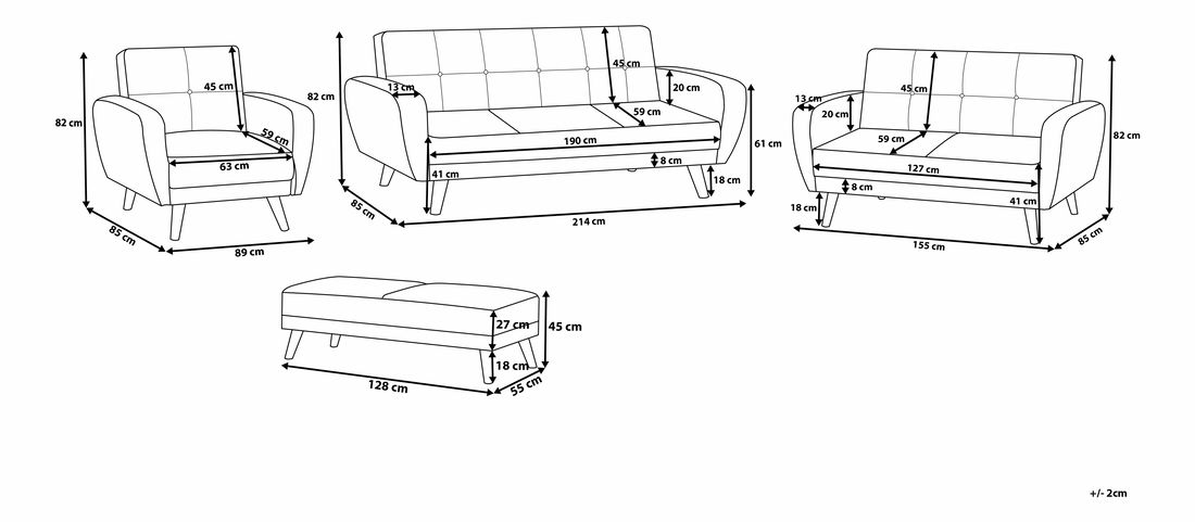 Set canapea fotoliu Flong (negru) *resigilat