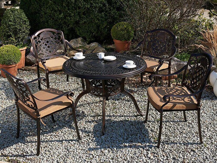 Set de masă pentru grădină SALIO (metal) (maro) (pentru 4 persoane) *vânzare stoc