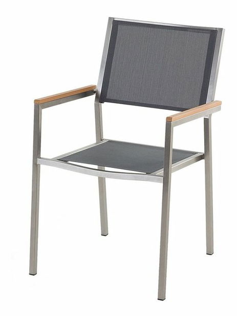 Set de masă pentru grădină Grosso (gri închis) (blat din sticlă 210x100 cm) (scaune gri)