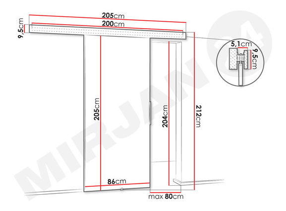 Klizna vrata Meralia 8 (hrast sonoma + ogledalo)