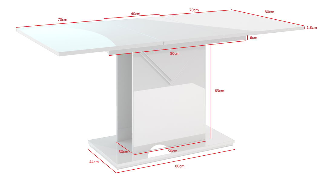 Masă de sufragerie Tonfir (gri deschis + alb lucios) (pentru 6 până la 8 persoane)