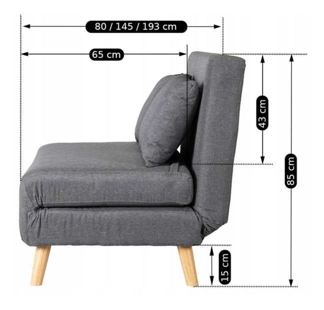 Fotoliu extensibil Motecacleta 2 (gri) 