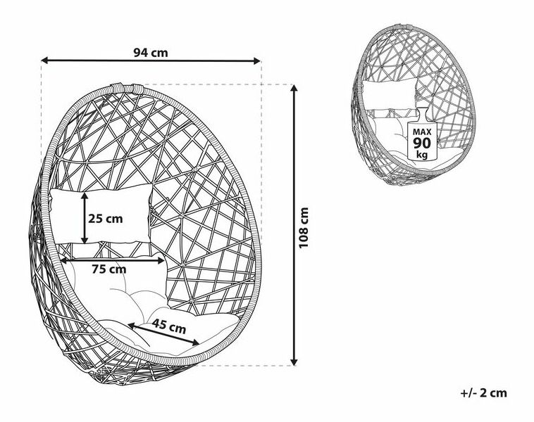 Fotoliu suspendat ALTAI (negru)