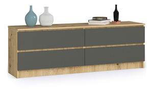 Comodă Kurtinaitis 4SZ (Stejar artisan + gri)