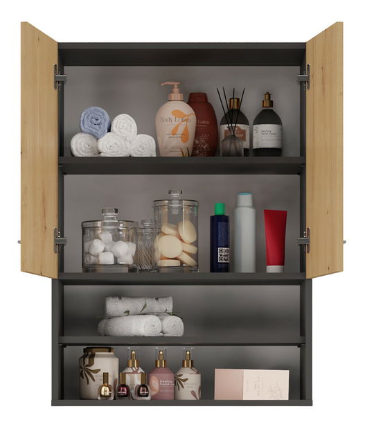 Zidni kupaonski ormarić Perdieron 1 (antracit + hrast artisan)