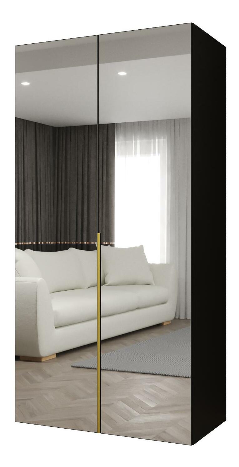 Dulap de haine 100 cm Alice 3 (Negru + Auriu)