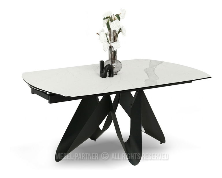 Masă de sufragerie Persi (marmură albă + negru)