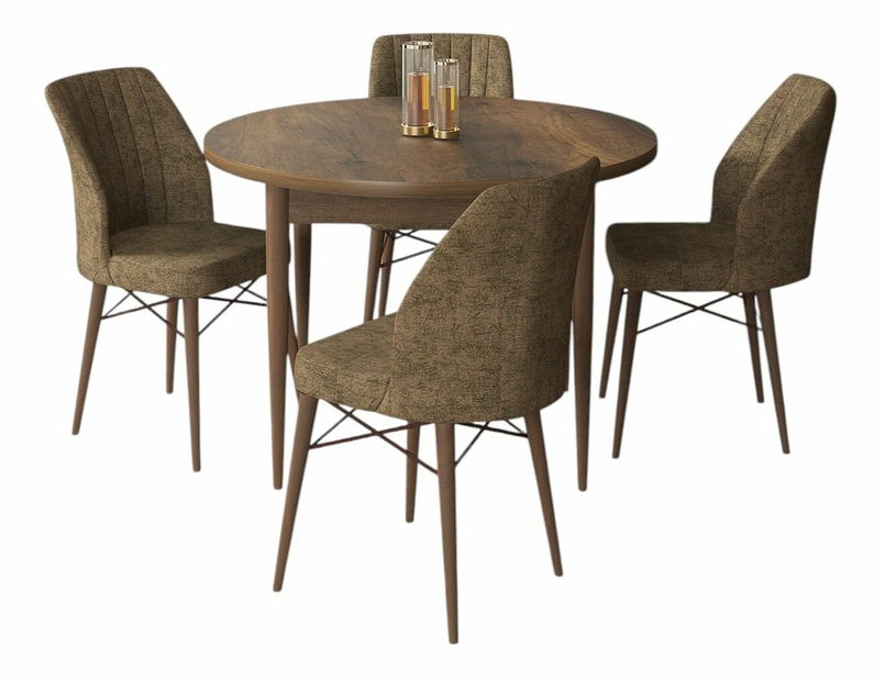 Jedálenský set Roxie (orech barokový + hnedá) (pre 4 osoby)