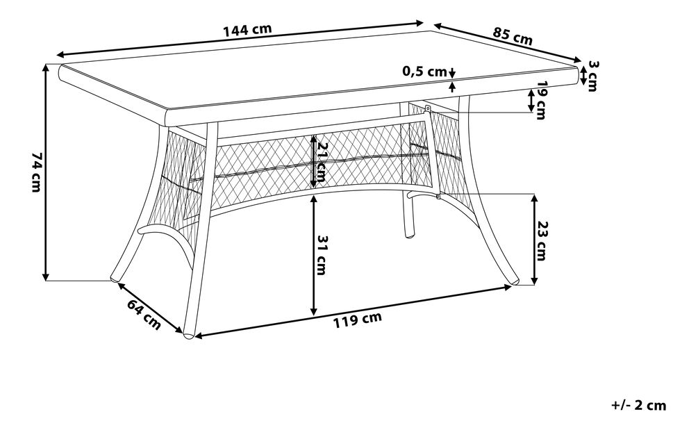 Záhradná jedálenská sada Bolzano (svetlohnedá)