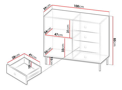 Comodă Probazzo 1D4SZ (Negru + Auriu) *vânzare stoc