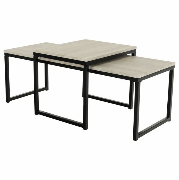 Set 2 buc mese de cafea Kastty typ 2 (stejar sonoma + negru) *vânzare stoc