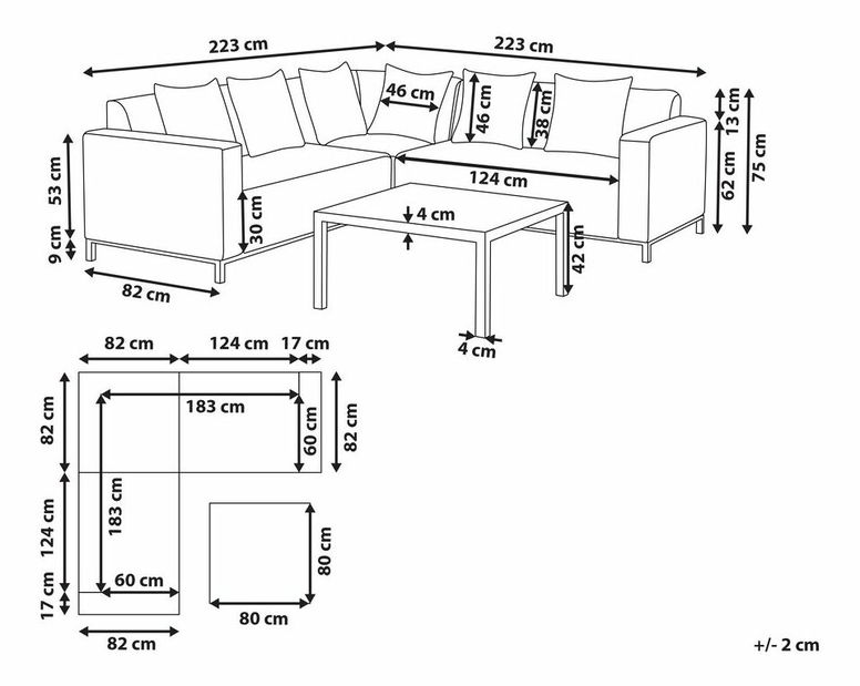 Set de ședere Bello (gri închis)