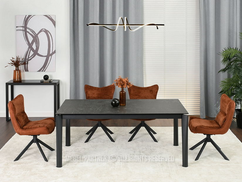 Masă de sufragerie Tornado (marmură neagră + negru)