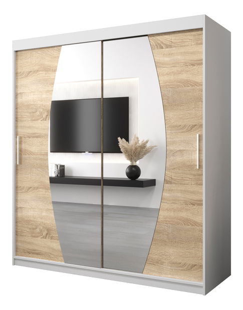 Ormar za garderobu 180 cm Eclipse (bijela mat + hrast sonoma)