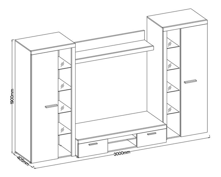 Mobilier living Rudby XL (Alb) (fără iluminat)