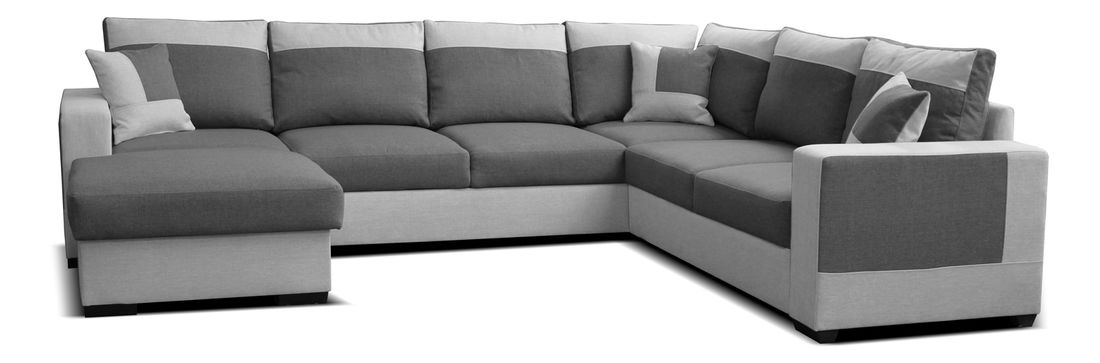 Rohová sedačka U Mega L+2F+A+2 (tmavosivá + sivá) (L)