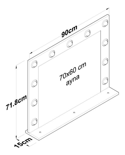 Ogledalo Efalona (s LED rasvjetom) (bijela)