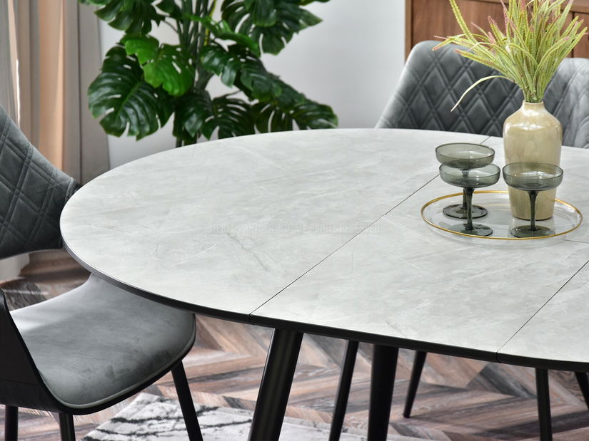 Jedálenský stôl Nebula (sivý mramor + čierna)