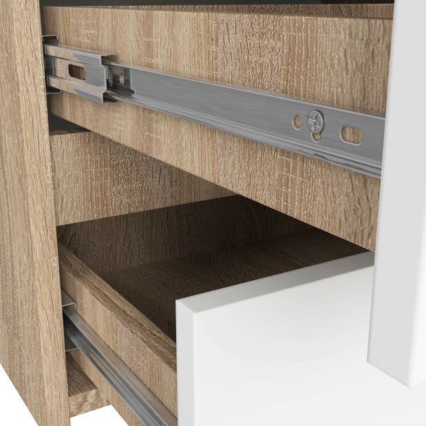 Comodă Crueldad (stejar sonoma + alb)