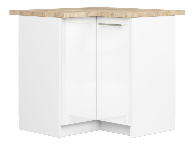 Sarok alsó konyhaszekrény Ozara S90 90 (fehér + fényes fehér)