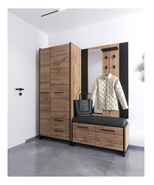 Panel za vješanje Adivinaba (hrast wotan + crna) (s ogledalom)