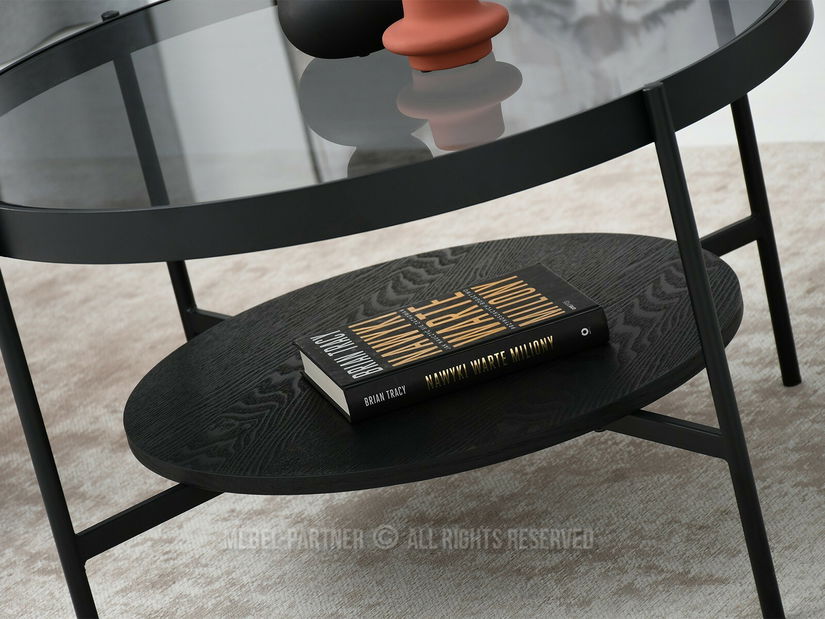 Konferenčný stolík Freya (dymové sklo čierne + čierna)