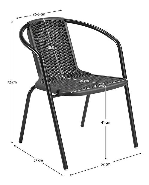 Záhradná stolička Fendy (čierna)oceľ + plast)