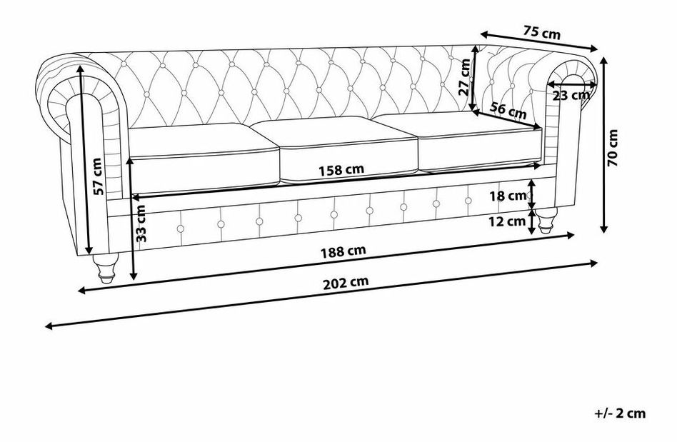 Háromszemélyes kanapé Chichester (vintage szürke)