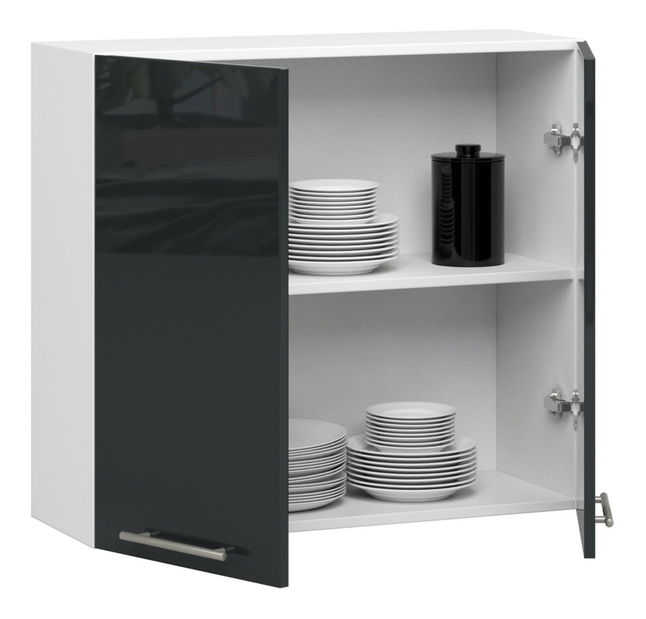 Gornji kuhinjski ormarić Ozara W80 H720 (bijela + grafit sjaj)