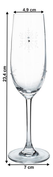 Set de 4 pahare de șampanie cu cristale 230ml Snouflek 