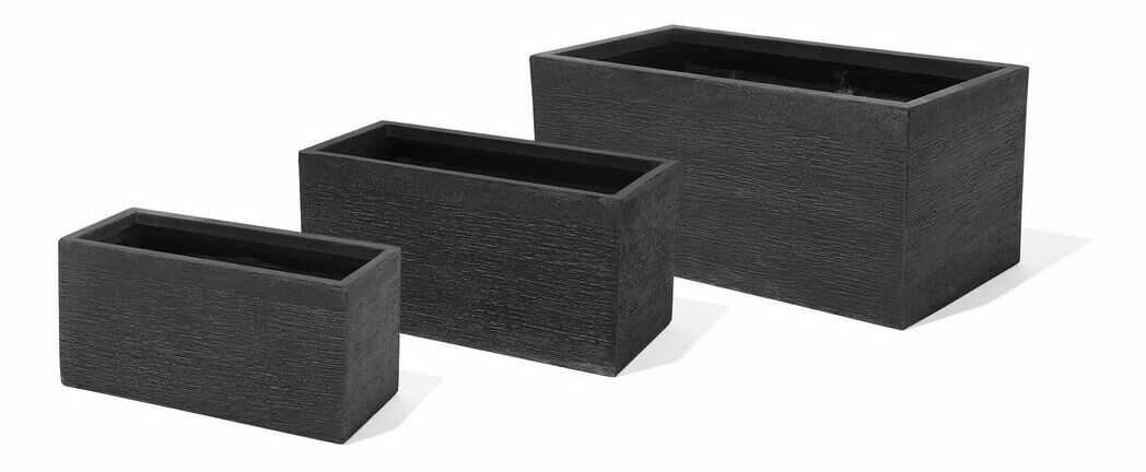 Set 3 buc ghiveci MIMA (ceramică) (negru)