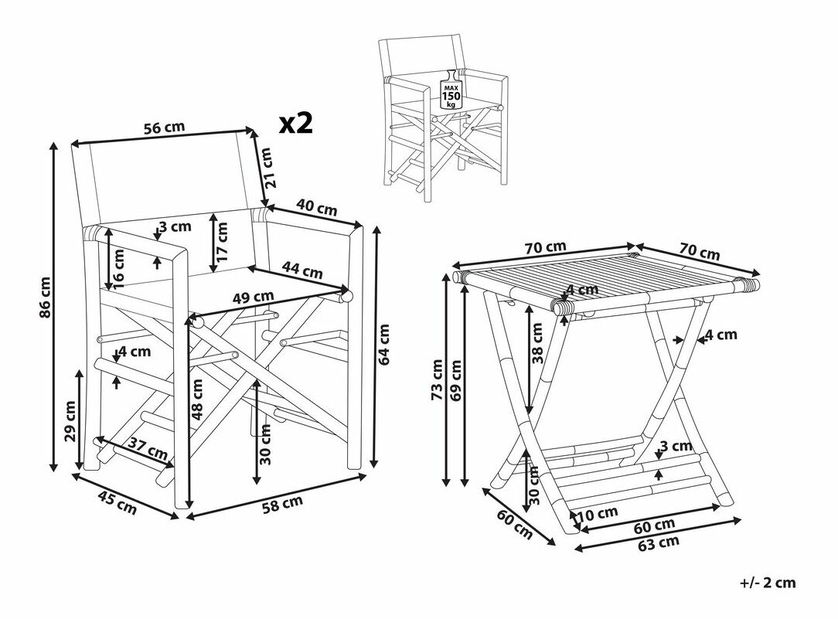 Záhradný set Maida (krémovobiela)