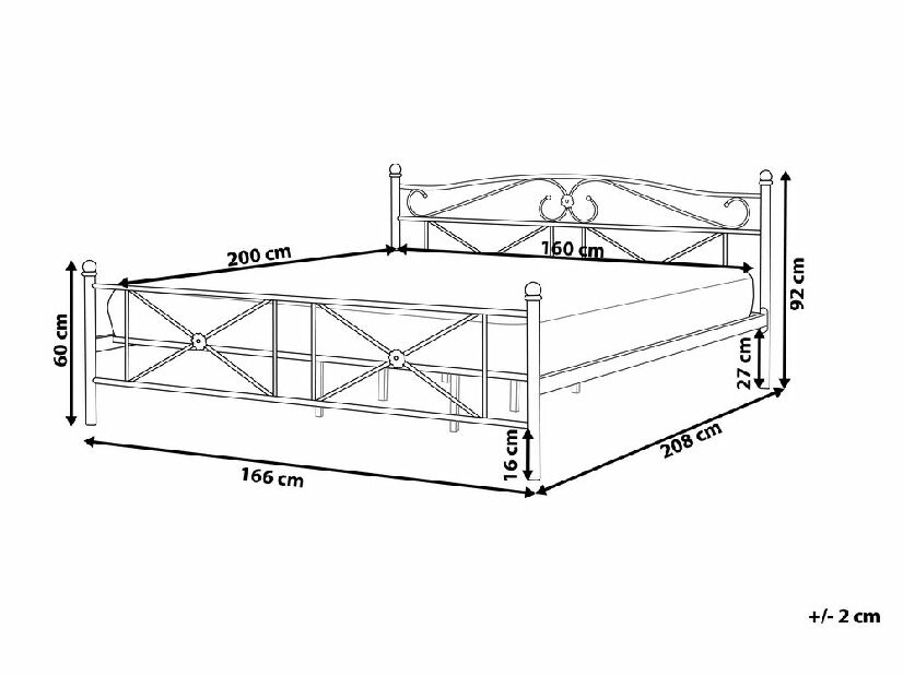 Bračni krevet 160 cm RANDEZ (s podnicom) (bijela)