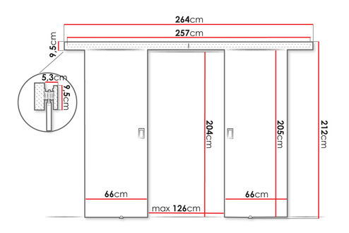 Uși culisante Jowenton Duo 132 (Negru) 