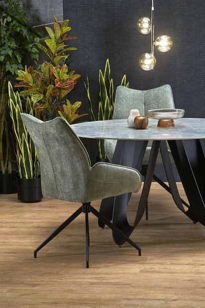 Blagovaonski stol Giacomo (zeleni mramor + crna) (za 4 osobe)