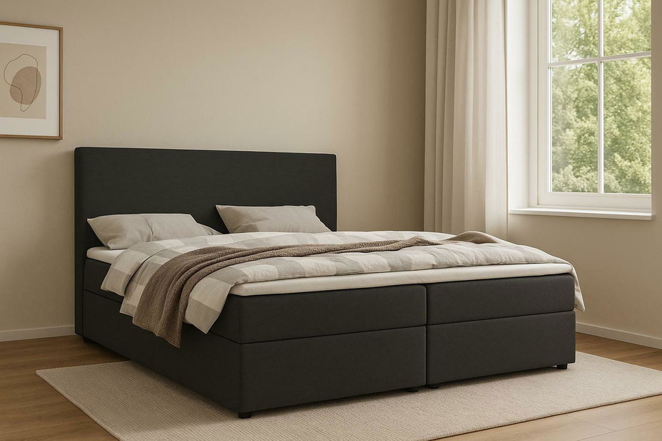 Pat matrimonial 180 cm Locos (Gri închis) (cu saltea și sp. depozitare)