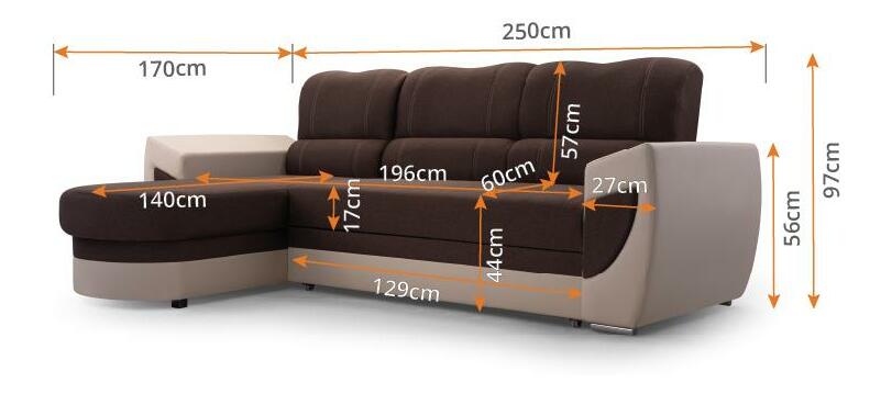 Sarokkanapé Trento (világosszürke + szürke) (B)