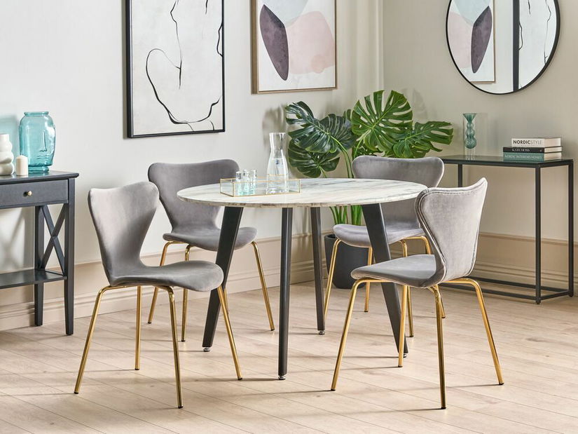 Set 2 buc scaune sufragerie Baylor (gri + Auriu)