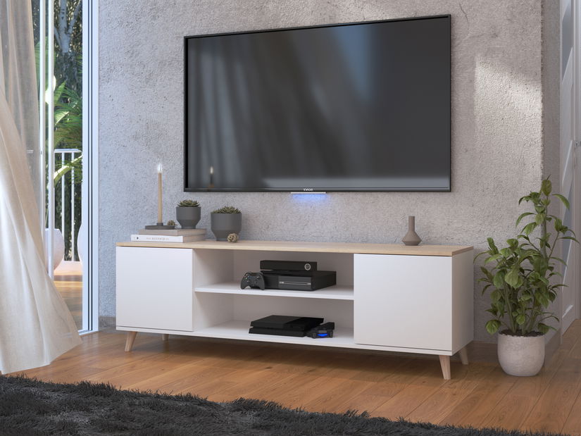 TV asztal Pexara N (fehér + szonoma tölgy)