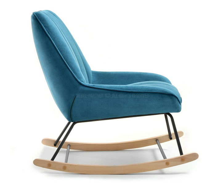 Kreslo Bertie (tyrkysová + buk čierny)