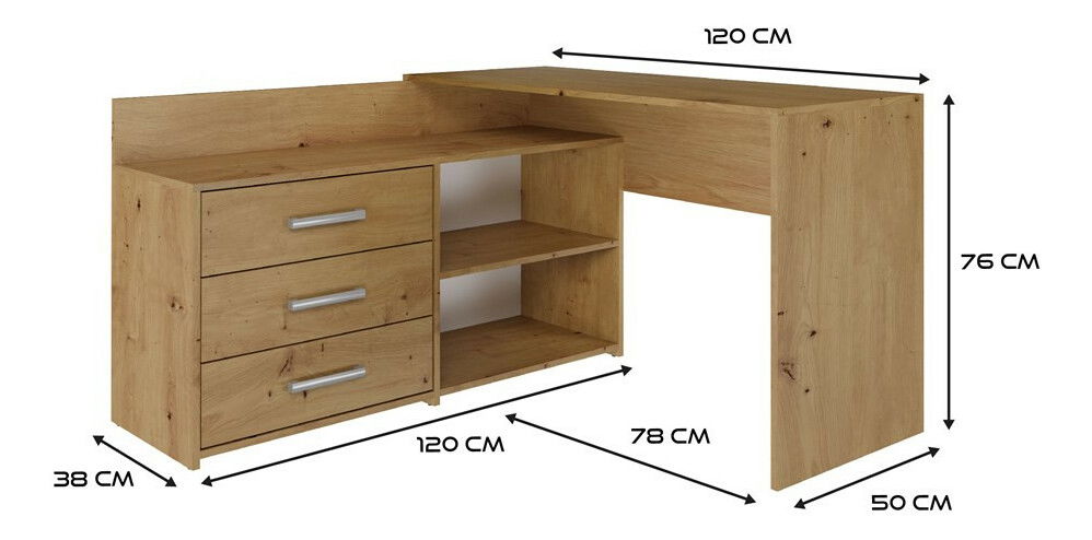 Rohový pc stolík Debio 1 (dub artisan)