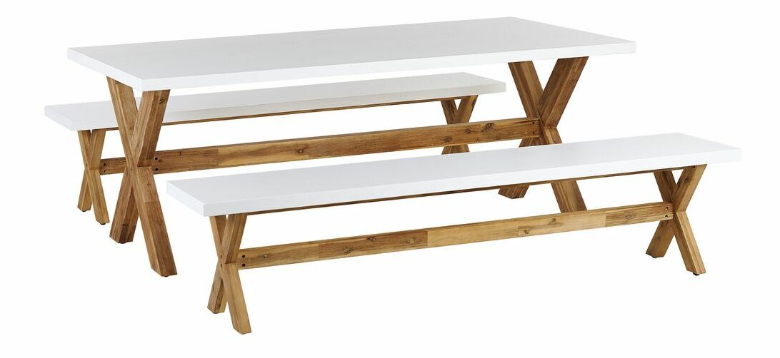 Záhradná zostava Olga (2 lavice) (biela)