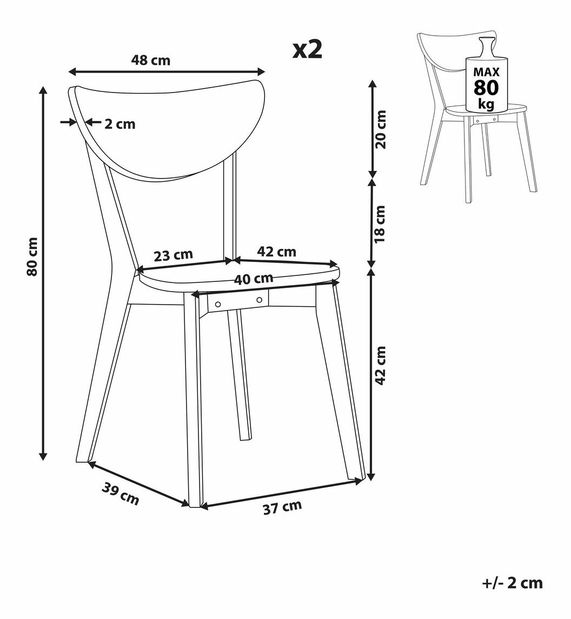 Set 2 ks. jedálenských stoličiek RAXABO (biela)