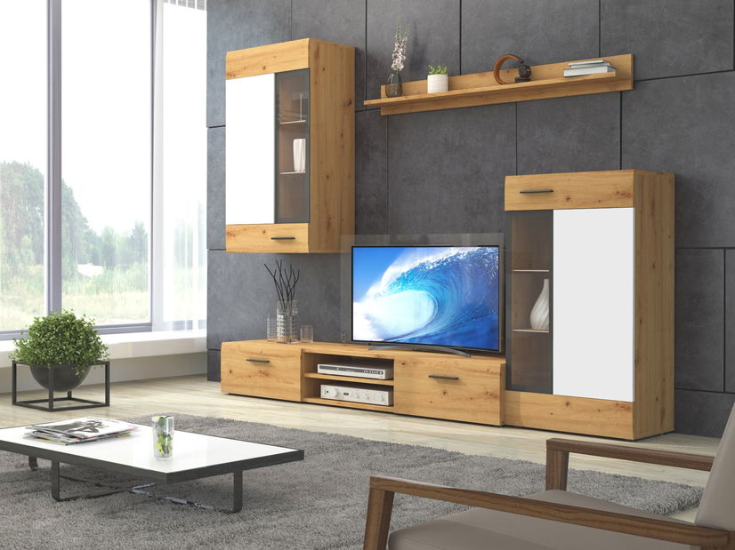 Mobilier camera de zi Talitha (alb + stejar artisan)